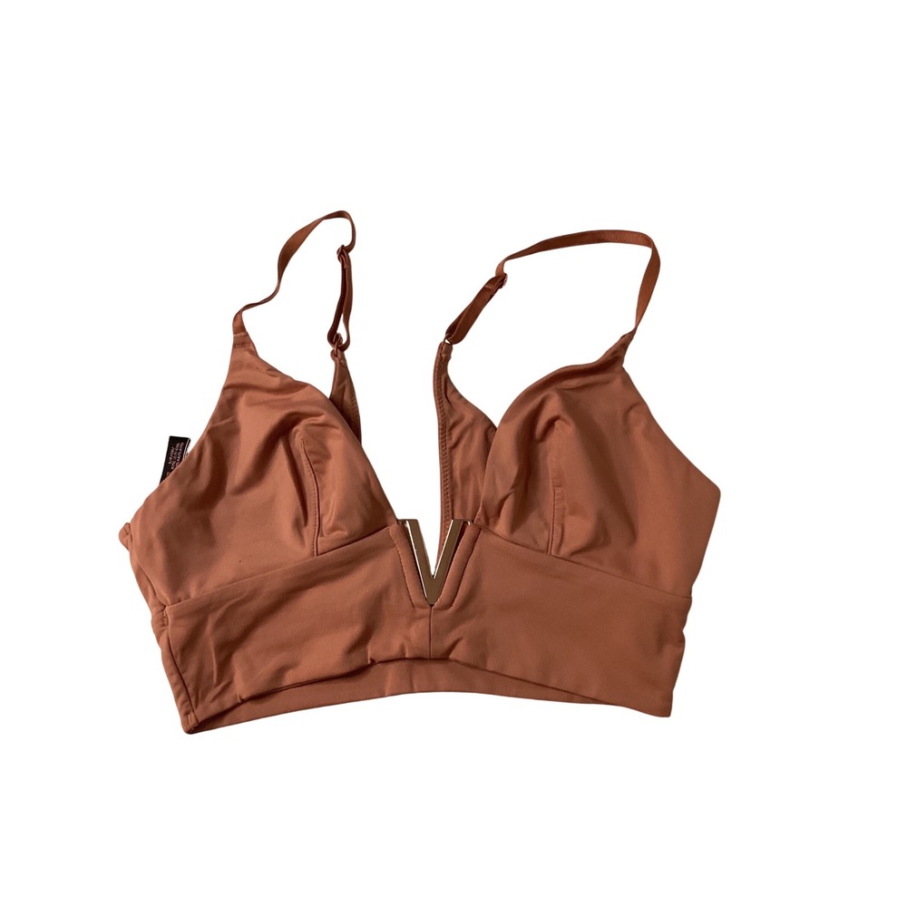 Victorias Secret V-Hardware Plunge Bralette Terracotta Clay Wireless Bra Small